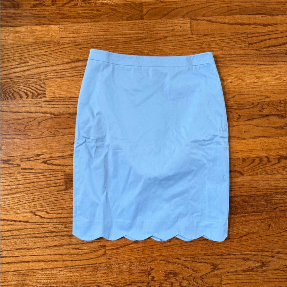 J Crew NWT Light Blue Scalloped Hem Skirt